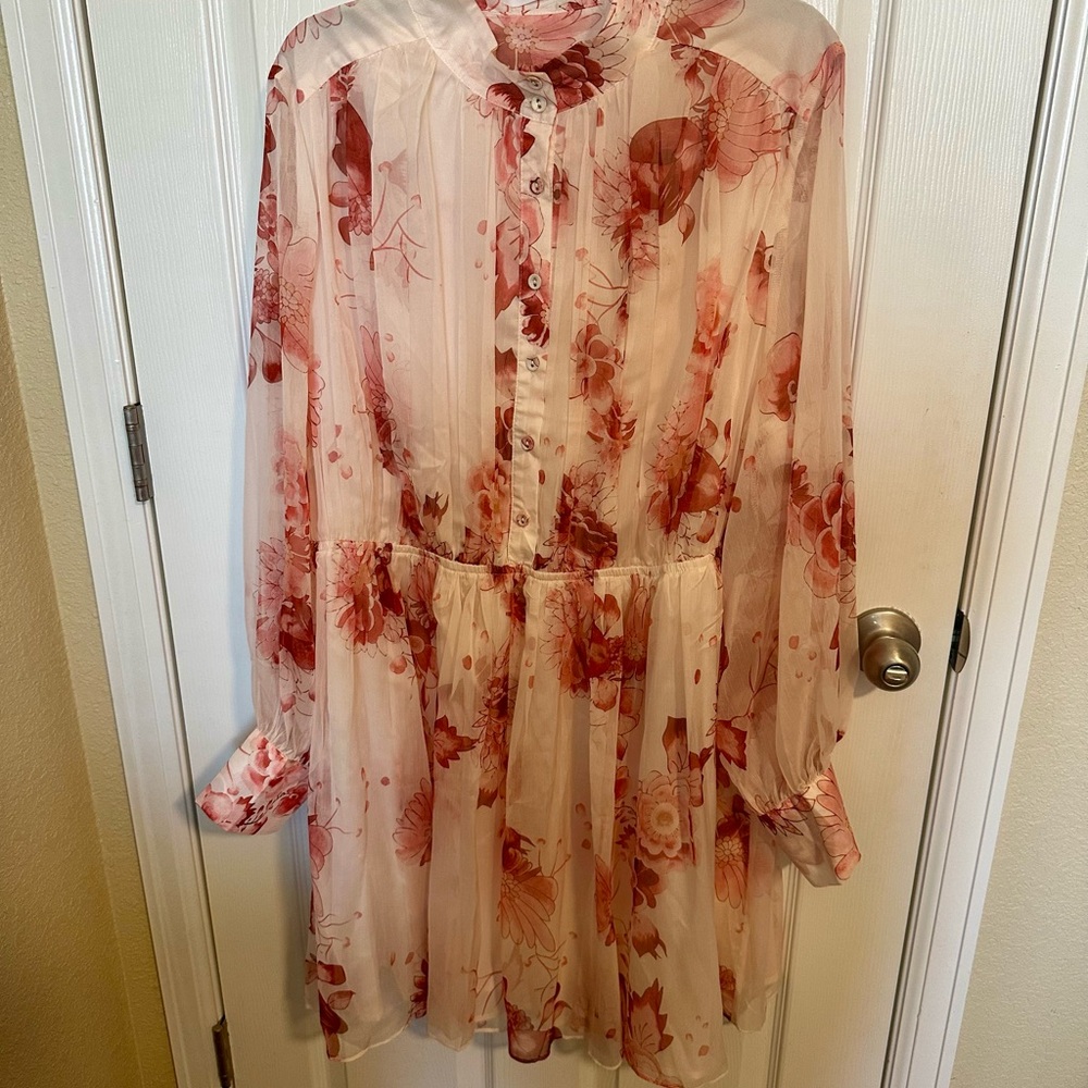 Saint Grace Red Floral Sheer Blouse